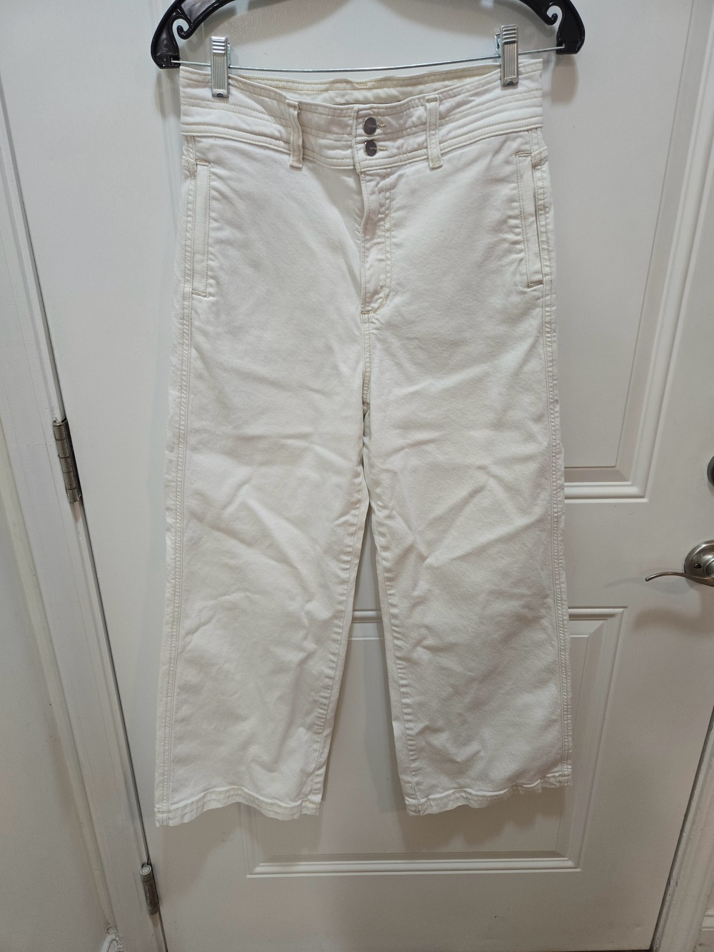 Men's Cream Wide-Leg Denim Pants